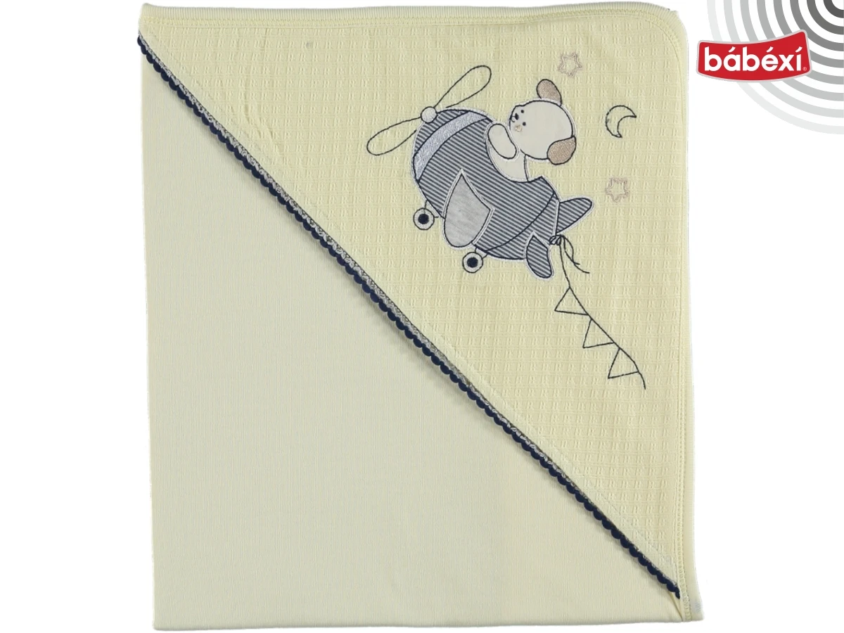 Uçak ve Köpek Desenli Waffle Battaniye