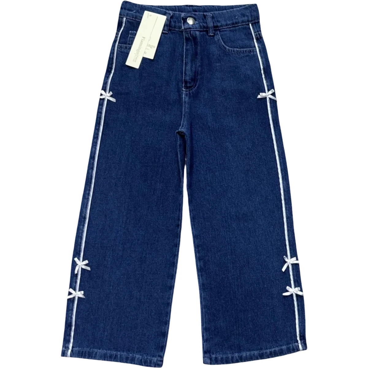 Side Bow Girls' Denim Trousers