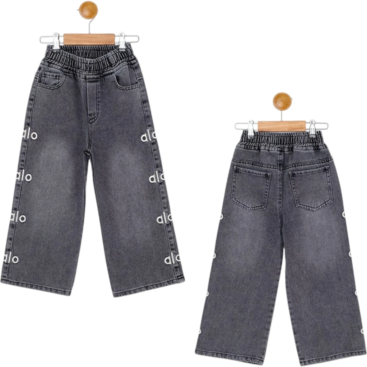 Side Embroidered Girl Denim Trousers