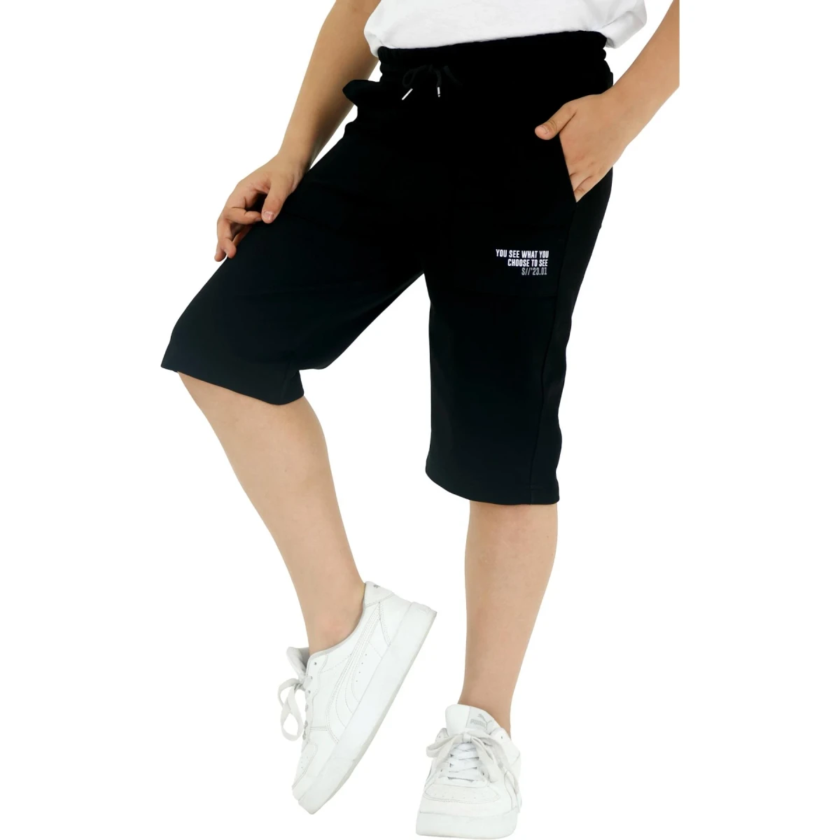 Printed Capri Pants with Patch Pocket