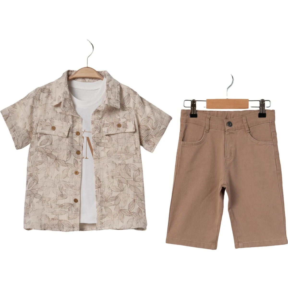 Leaf Print Shirt Set