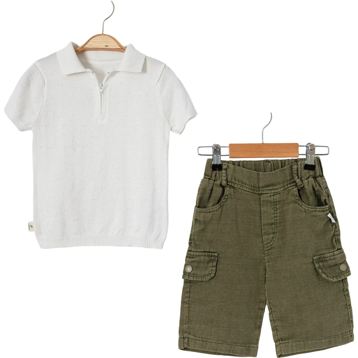 Summer Front-Zip Knit Two-Piece Set