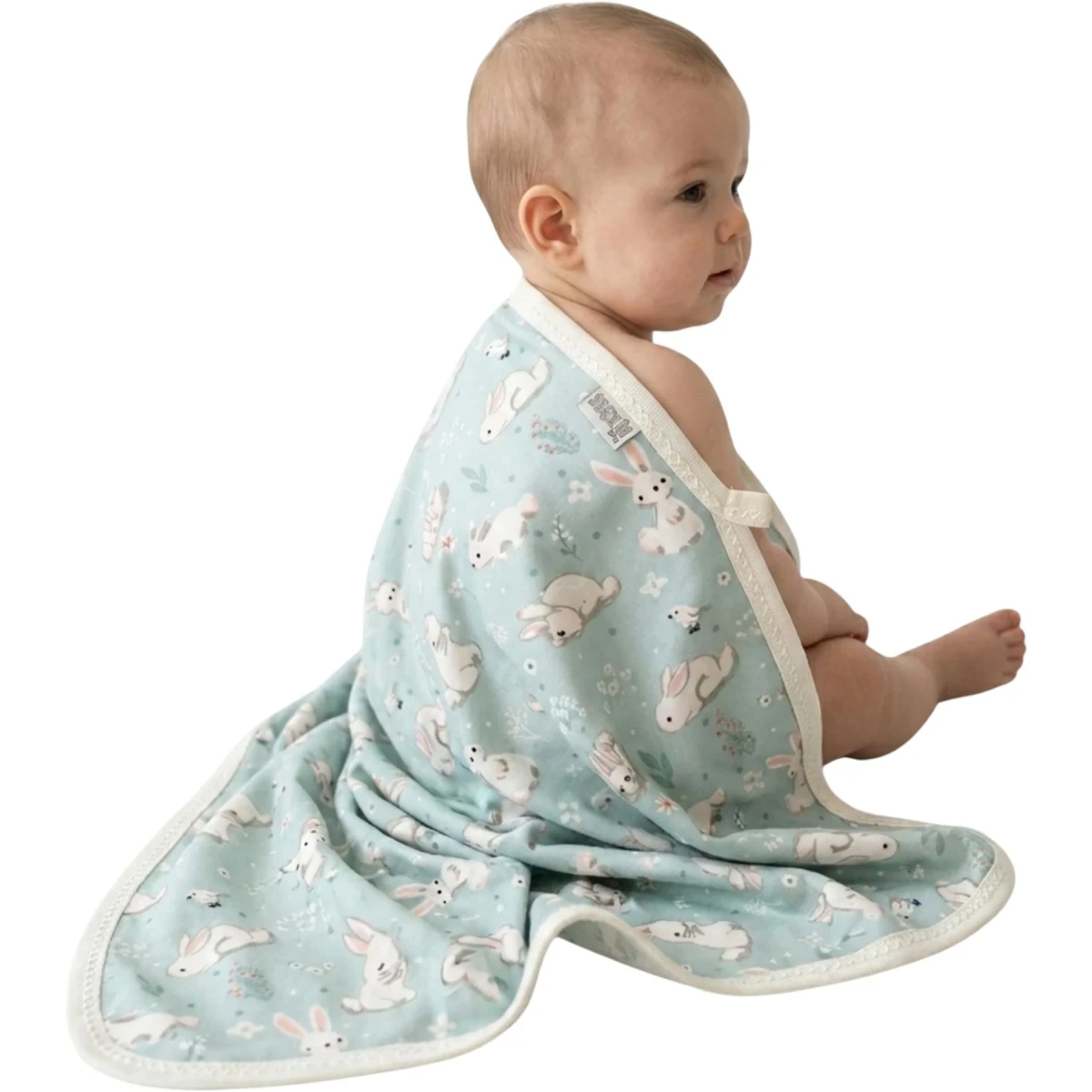 Green Bunny Jersey Baby Blanket