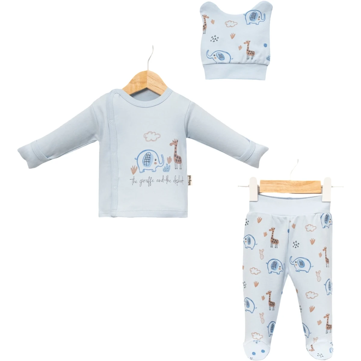Giraffe & Elephant 3-Piece Bodysuit Set