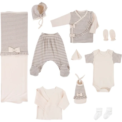 10 Lu Newborn Bodysuit Takımı Raporlu Striped