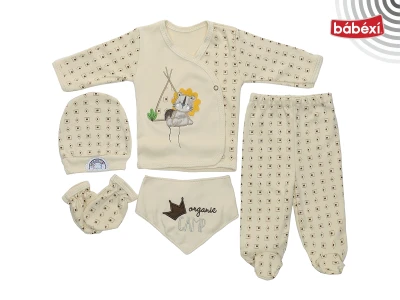 5-Piece Organic Deluxe Lion-Print Baby Bodysuit Set