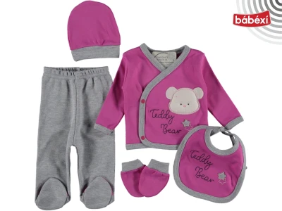 5-Piece Newborn Bodysuit Set Teddy Bear