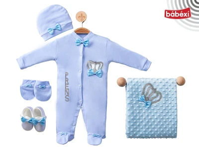 Amore Baby 5Li Set Düz Mavi Tulum