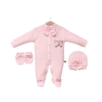 Amore Baby Pembe Kelebek Tulum Seti