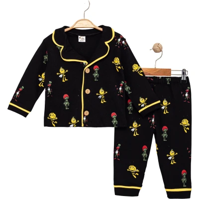Arı Maya Baskılı Uzun Kollu Pijama Takım