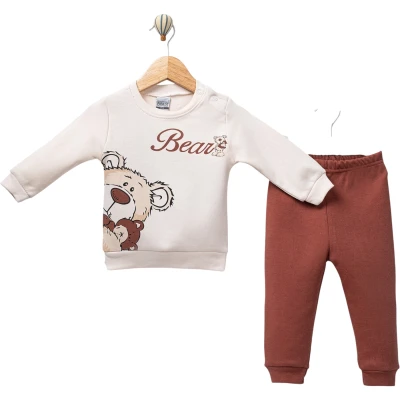 Askılı Ayıcık Baskılı Pijama Takımı