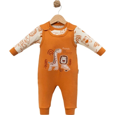 Strap Patterned Dungarees Set