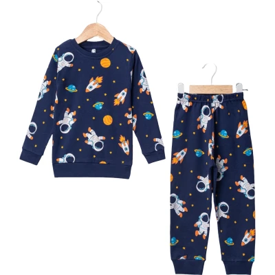 Astronot Bisiklet Yaka Pijama