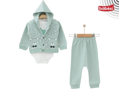 Teddy Printed With Cardigan Set