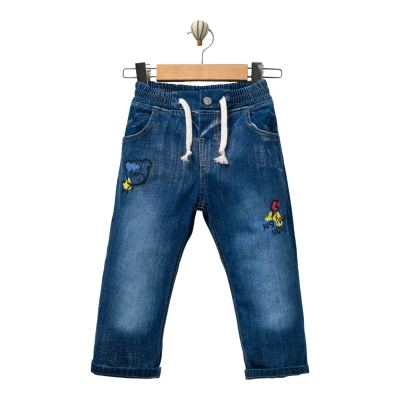 Ayıcık Baskılı Kot Pantolon