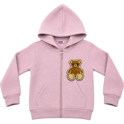 Little Bear Embroidered Hooded Zippered Jacket