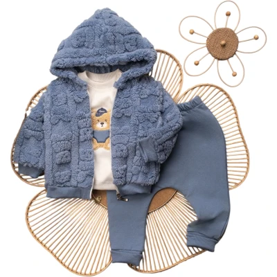 Embossed Teddy Bear 3-Piece Set