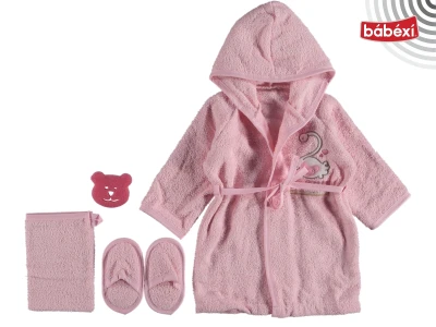 Комплект халата Babydo, 4 предмета, Лебедь с сердцем