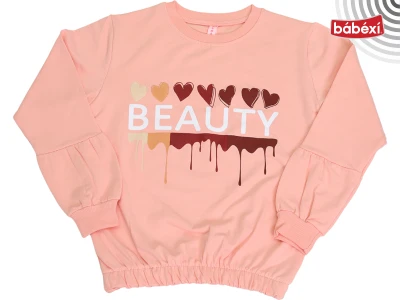 Balon Kol Beauty Kalp Baskılı Lastikli Sweat