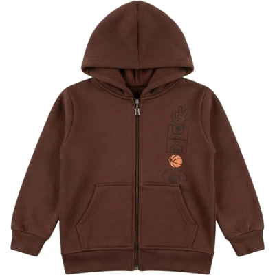 Basketball Printed Hooded Zippered
