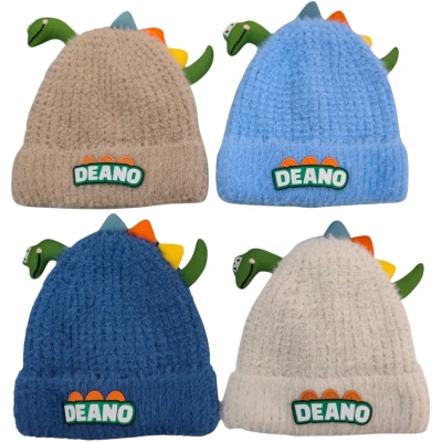 Bebek Dinazor Figürlü İçi Polar Soft Bere