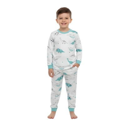 Bisiklet Yaka Pijama Yeşil Dinazor