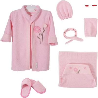 Bornoz Set %100 Pamuk Papatyalı