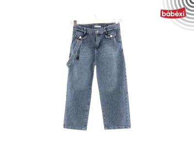 Straight-Leg Dungaree Strappy Girl Denim Trousers