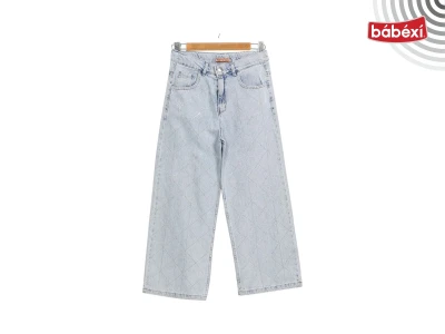 Straight-Leg Leg Rhinestone Girls' Denim Pants