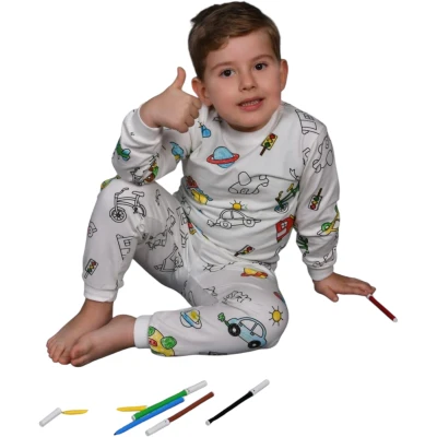 Colour-In Boys Kids Pajama Set