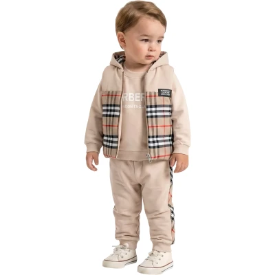 Burberry Yelekli 3'lü Erkek Bebek Takım