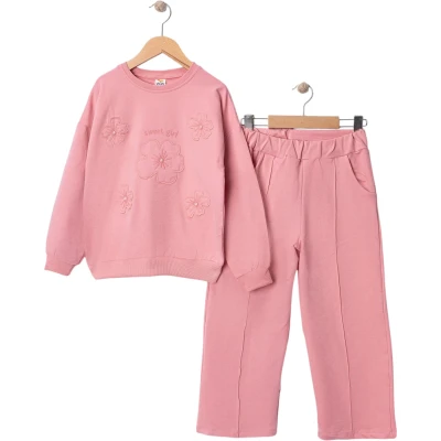 Floral-Embroidered Pearl Two-Piece Set (Girls')