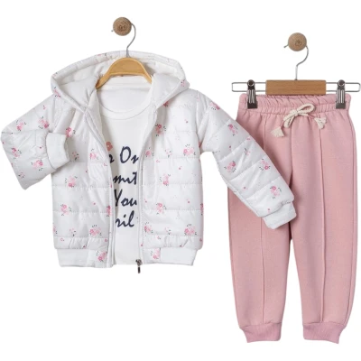 Floral Hooded 3 Lü Set