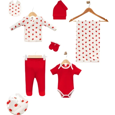 Strawberry Print 7-Piece Set With Blanket 3M