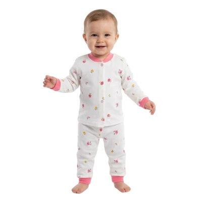 Çıtçıtlı Pijama Pembe Çiçek