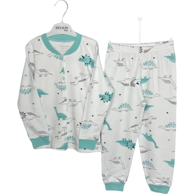 Çıtçıtlı Pijama Yeşil Dinozor