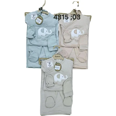 Striped Elephant Embroidered Hospital Homecoming Set