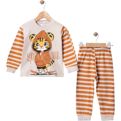 Çizgili Kaplan Baskılı Pijama Takım