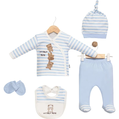 Striped Cute Bears 5-Piece Bodysuit Set