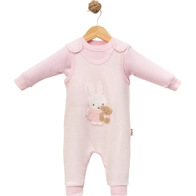 Striped Rabbit Dungarees Set