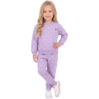 Deco Crest Print Three-Thread Girls' Set