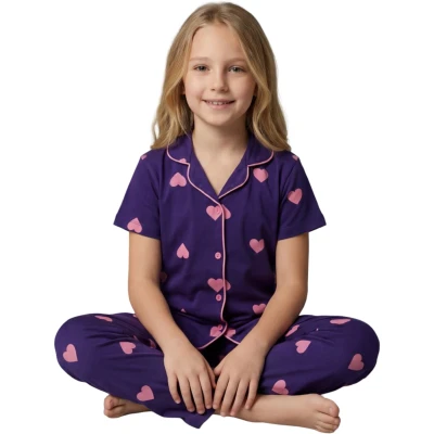 Deramy Purple Düğmeli Pijama