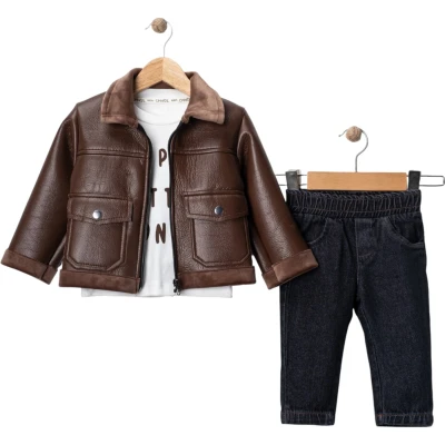 Leather-look jacket set
