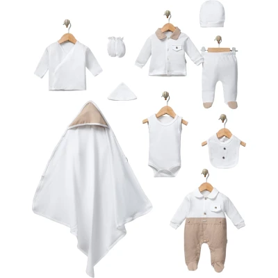 Buttoned Woven Trimmed 10-Piece Set