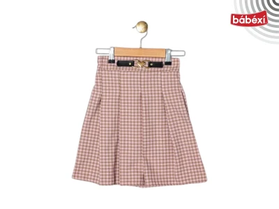 Plaid Square Heart Buckle Flared Skirt