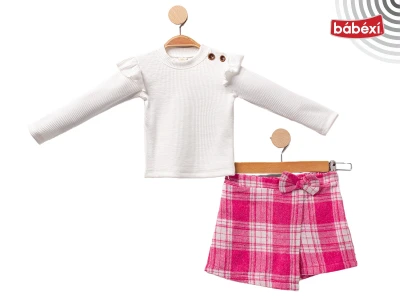 Plaid Shorts-Skirt Set