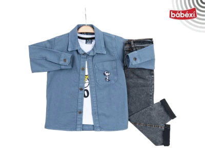 Boys Padded Jacket Three-Piece Set with T-Shirt