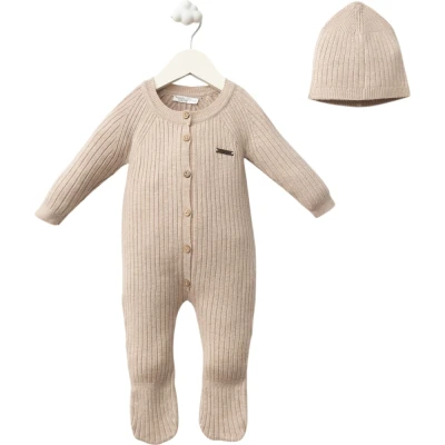 Ribbed Viscose With Booties Onesie