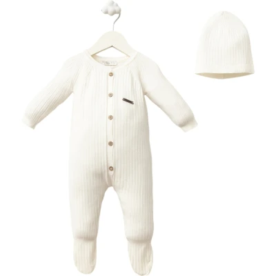 Ribbed Viscose With Booties Onesie