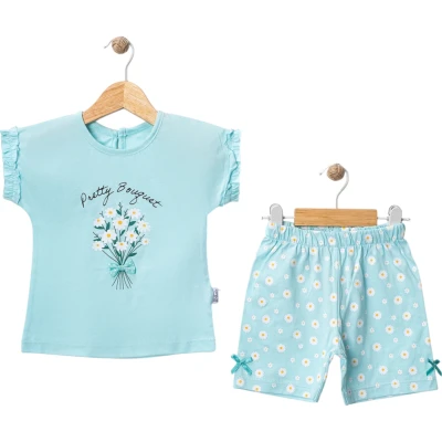 Flowers Fiyonklu Kız Bebek Takım